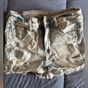 American Eagle Outfitters Distressed Jean Shorts - Light Blue